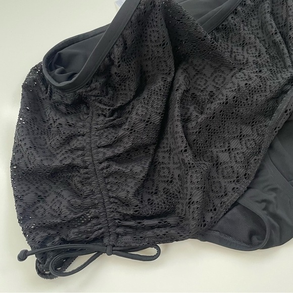 Cacique No-Wire Blouson Crochet Swim Tankini Top & Swim Skirt BLACK Size 22/24 - Picture 12 of 16
